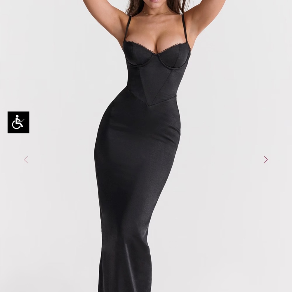 Elegant Satin Black Evening Gown (House of CB)  - originally paid $285